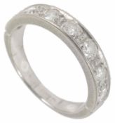 A seven stone diamond set half eternity ring 18ct white gold mount. Approx. total diamond weight 0.