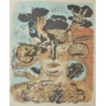Wendy McMurdo (20th century) Devil Man, an abstract colour print portrait of a man, signed, titled