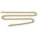 A contemporary 9ct gold articulated necklace of fancy geometric weave design, lobster clasp