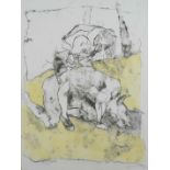 Angela Gill (fl. 1991-1993) British, Untitled, a sketch of a woman standing over a dead centaur,