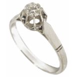 A single stone diamond ring, the diamond approx. 0.24 ct. in 18ct white gold high set mount Size