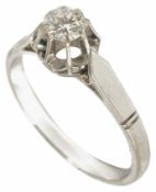 A single stone diamond ring, the diamond approx. 0.24 ct. in 18ct white gold high set mount Size