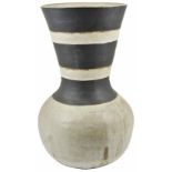 Abigail Ozora Simpson a large pottery vase with funnel neck decorated with bands of black and