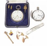 A J. W. Benson 'The Ludgate' silver cased, open face pocket watch, London 1885, associated box and