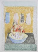 Duncan Grant (1885-1978) British Washerwoman I, a coloured artists proof print of a washer woman,