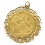 A Victorian 1890 sovereign in 9ct gold pendant mount total weight 10.5gCondition: