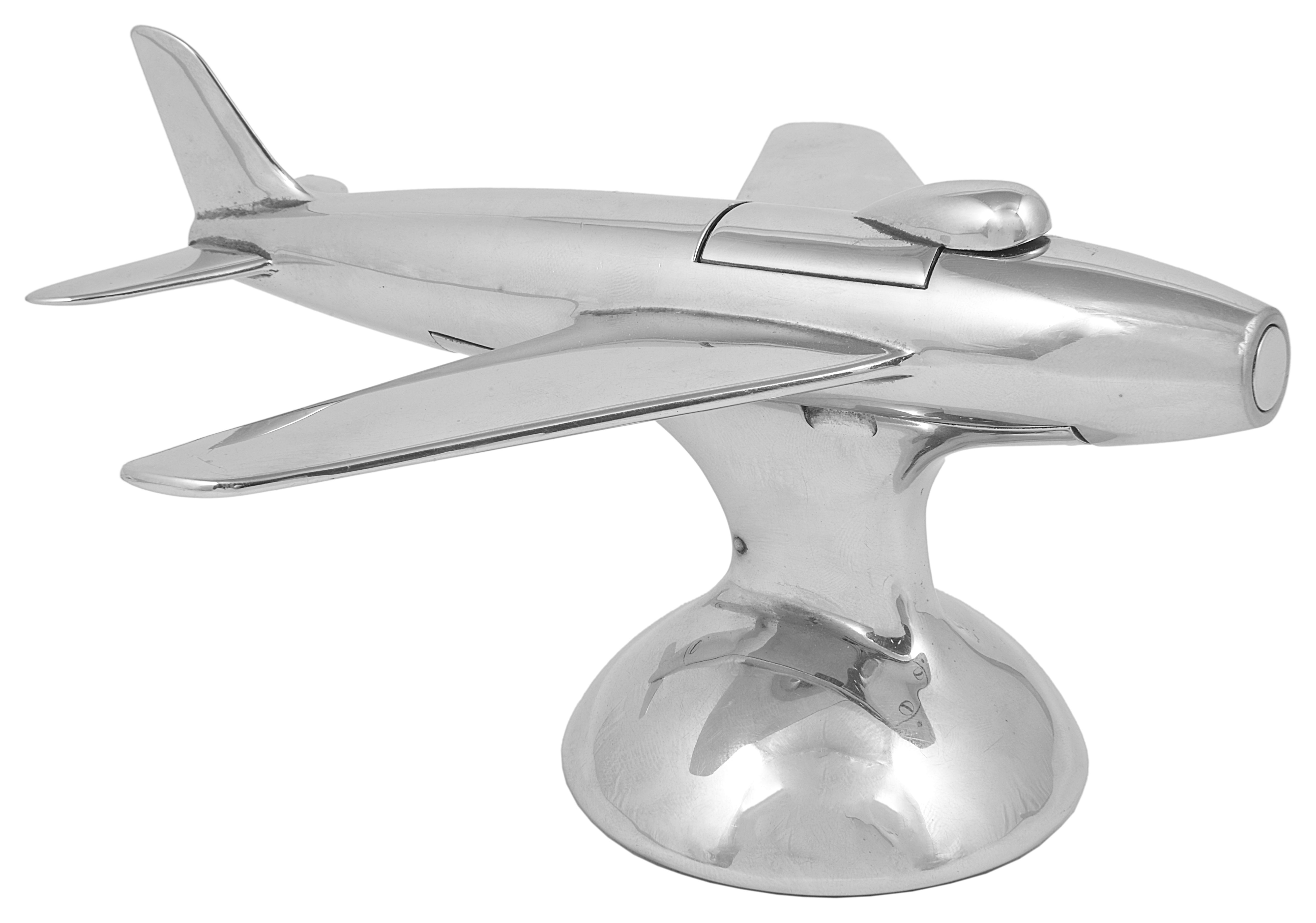 A Dunhill novelty jet plane chrome lighter the stylised model stamped