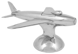 A Dunhill novelty jet plane chrome lighter the stylised model stamped