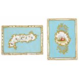 Two porcelain decorated Copeland and Garrett card case mounts the first with painted letters