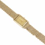 A 9ct gold Rolex gents wrist watch the rectangular gilded dial with gilt Arabic numerals and baton