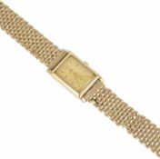 A 9ct gold Rolex gents wrist watch the rectangular gilded dial with gilt Arabic numerals and baton