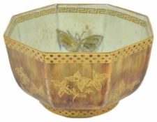 A Wedgwood Fairyland lustre ware bowl of hexagonal form, pattern number Z4830, decorated on the