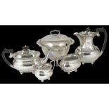 A collection of silver plate including a Mappin and Webb tureen and a four piece Mappin and Webb tea
