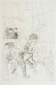 Peter Howson (Born 1958) British Stairway to Heaven, a black and white engraving 3/50 of two