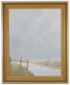 J. S. Waide (British circa 1980) oil on canvas, landscape river scene, signed lower right and