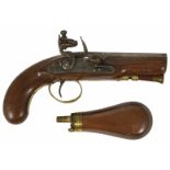 An English flintlock carriage pistol by W. Mills, circa 1820 and associated holster, together with a