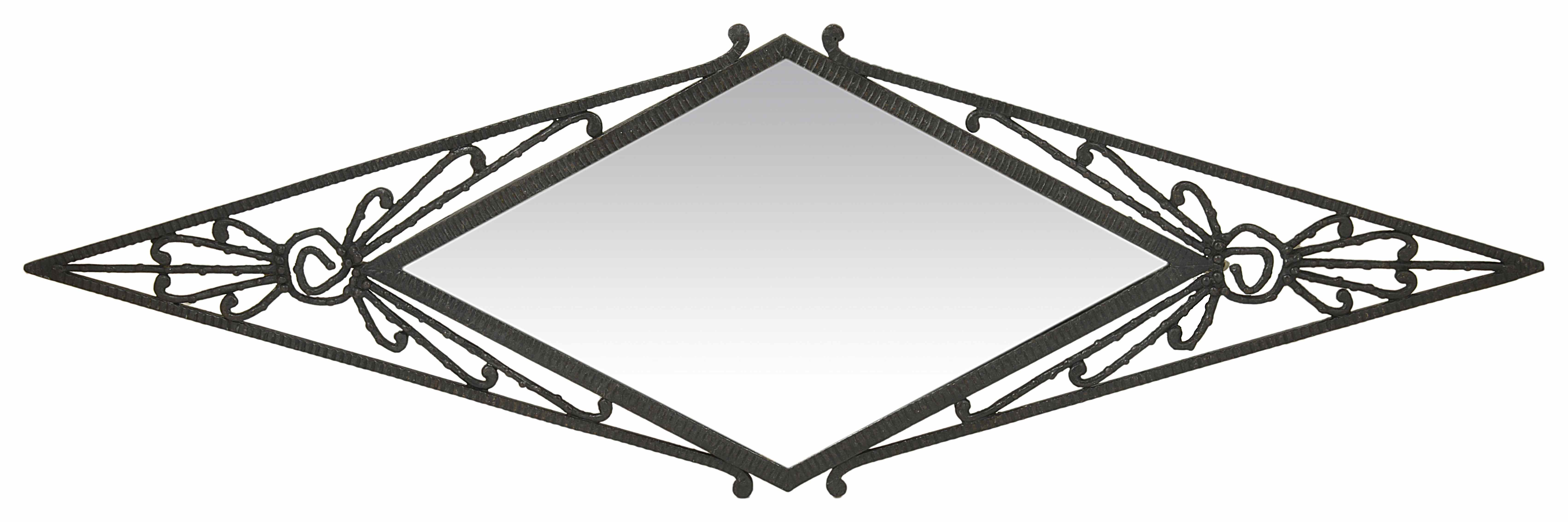 An Art Deco style overmantle metal mirror of pierced form width 105cmCondition: In good condition