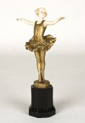 Ferdinand Preiss (German 1892-1943) 'Ballerina', circa 1920 a carved ivory and gilded bronze girl