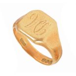 A gents 18ct gold signet ring with initials DA weight 8g, size PCondition: With some rubbing but