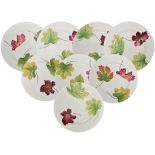 Eight Wedgwood Peal leaf plates each with transfer printed leaf pattern, each with impressed mark