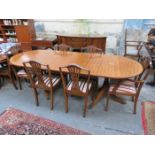 REPRODUCTION MAHOGANY INLAID DINING SUITE COMPRISING OF TABLE,