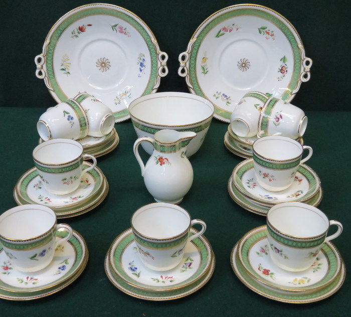 VICTORIAN STYLE HANDPAINTED AND GILDED PART TEA SET WITH FLORAL DECORATION,