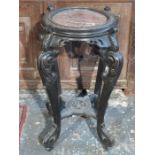 PART EBONISED ORIENTAL STYLE MARBLE TOPPED PLANT STAND