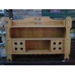 MODERN PINE WALL HANGING SHELF UNIT WITH TWO SLIDING DOORS