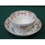 NEWHALL POTTERY HANDPAINTED 18th/19th CENTURY CERAMIC TEA BOWL WITH SAUCER, PATTERN No.