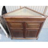 MAHOGANY CORNER CABINET WITH GLAZED AND HINGES DISPLAY CASE