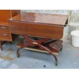 REPRODUCTION VENEERED FRENCH STYLE X FRAMED DROP LEAF TEA TROLLEY