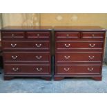 PAIR OF MODERN STAG MAHOGANY TWO OVER THREE CHEST OF DRAWERS
