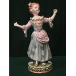 DRESDEN HANDPAINTED AND GILDED CERAMIC FIGURINE OF A YOUNG GIRL,