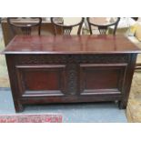 ANTIQUE OAK CARVED BLANKET CHEST