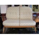 ERCOL OAK TWO SEATER SETTEE