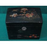 ORIENTAL STYLE BLACK LACQUERED AND GILDED TEA CADDY