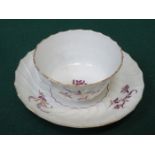 WORCESTER 19th CENTURY HANDPAINTED AND GILDED CERAMIC TEA BOWL AND SAUCER