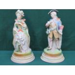 PAIR OF CONTINENTAL STYLE HANDPAINTED UNGLAZED BISQUE STYLE FIGURES,