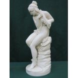 PARIAN WARE STYLE UNGLAZED CLASSICAL STYLE SEATED FIGURINE,