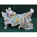 MEISSEN STYLE HANDPAINTED AND GILDED FIGURE GROUP,