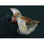 BESWICK GLAZED CERAMIC PHEASANT ON BASE, No.