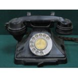 BLACK BAKELITE TELEPHONE WITH PULL OUT DRAWER TO FRONT