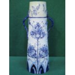 JAMES MACINTYRE MOORCROFT FLORIAN WARE TUBE LINED TWO HANDLED CERAMIC VASE DECORATED WITH