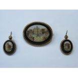 UNHALLMARKED VICTORIAN STYLE GOLD COLOURED OVAL BROOCH SET WITH MICRO MOSAIC SCENE,