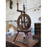 VINTAGE OAK SPINNING WHEEL