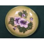 MOORCROFT TUBE LINED FLORAL DECORATED CERAMIC COASTER,