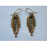 PAIR OF UNHALLMARKED VICTORIAN STYLE PEARL SET DROP EARRINGS