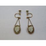 PAIR OF PRETTY 9ct GOLD CAMEO EARRINGS