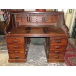 ANTIQUE AMERICAN WALNUT ROLL TOPPED WRITING DESK