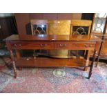 REPRODUCTION MAHOGANY TWO DRAWER CONSOLE TABLE
